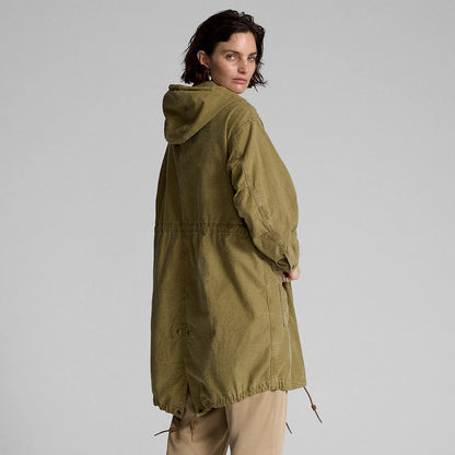 RRL by Ralph Lauren Womens Slub Sateen Parka Dark Khaki