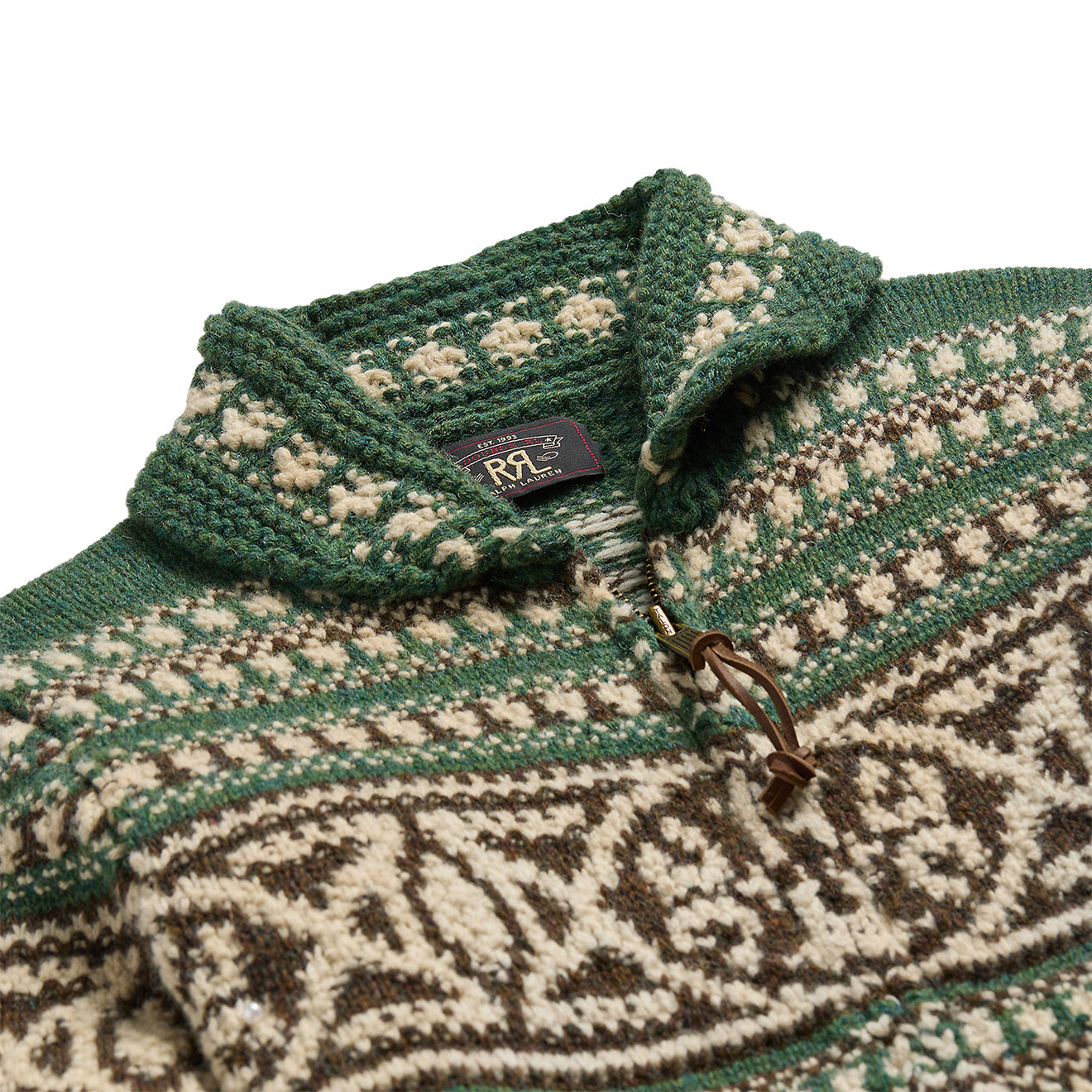 RRL by Ralph Lauren Wool Full-Zip Cardigan Green Multi