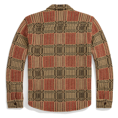 RRL by Ralph Lauren Wool Jacquard Overshirt Jumper Red/Black/Tan