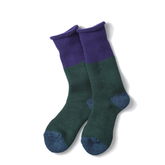 Rototo Chunky Pile Boot Socks Dark Purple / Dark Green