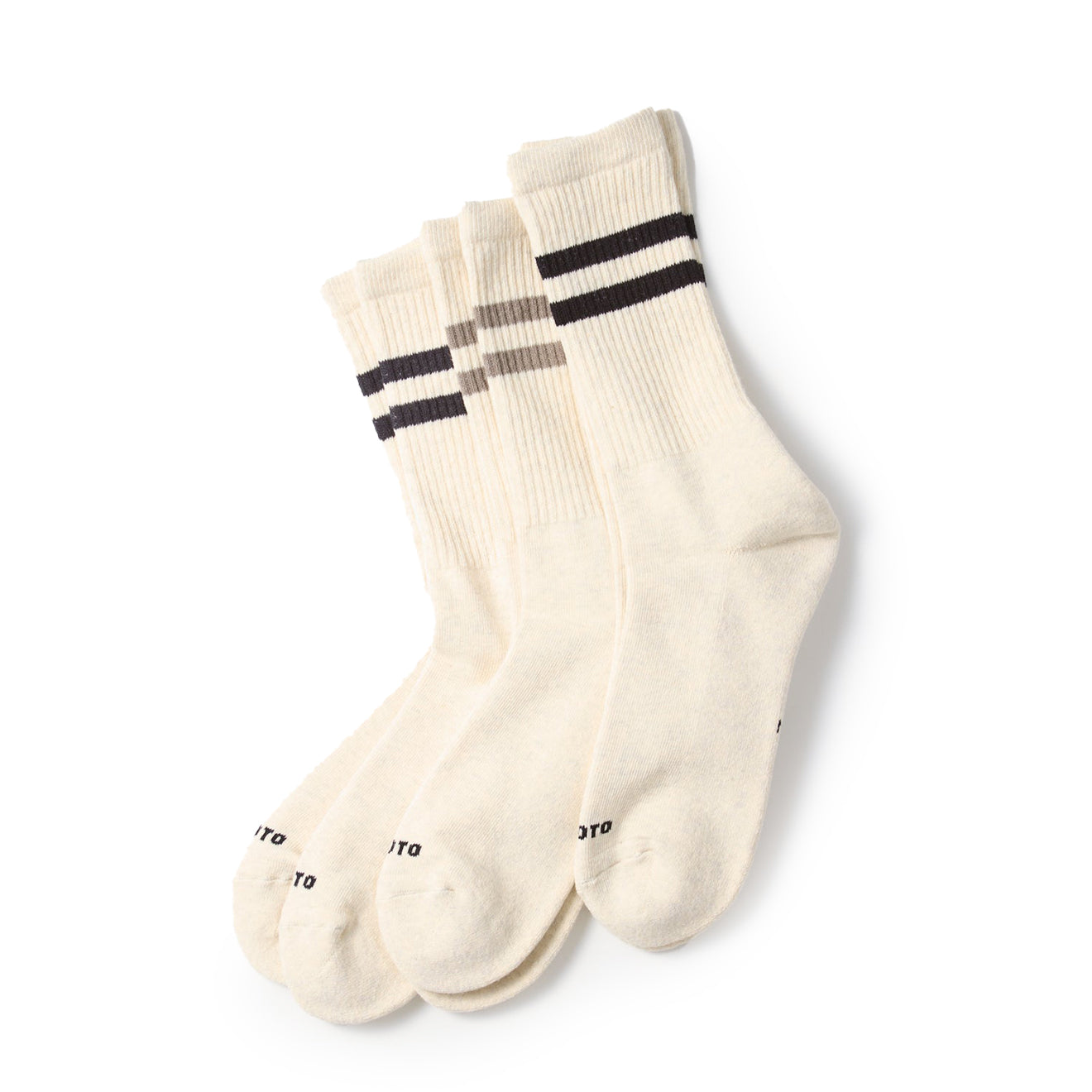 Rototo Classic Athletic 3 Pack Crew Socks Grey / Charcoal / Black