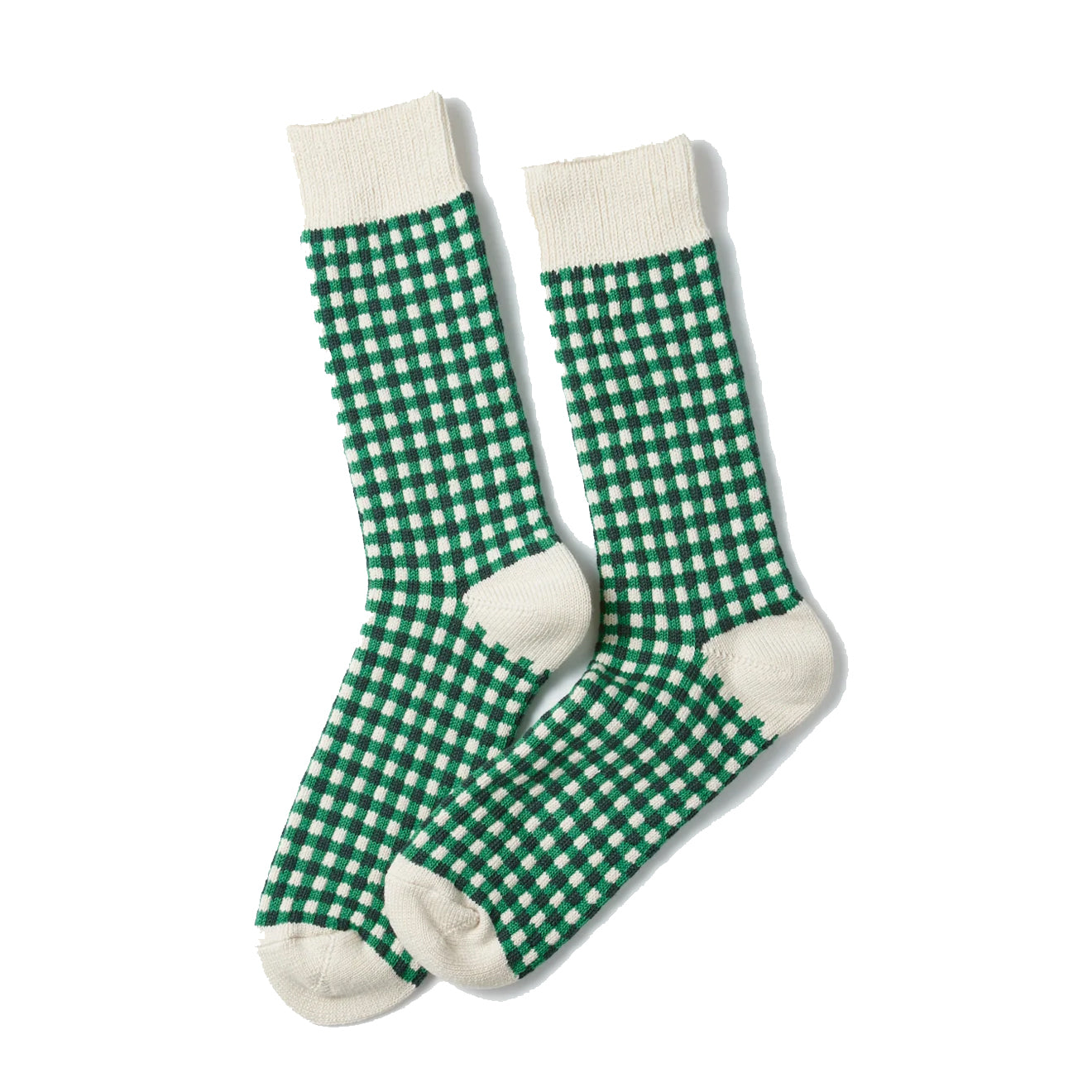 Rototo Jacquard Knit Gingham Sock Green - The Sporting Lodge