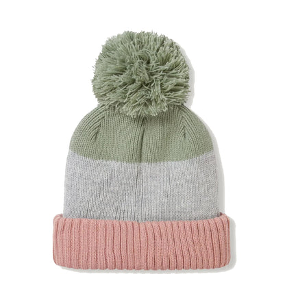 Sealskinz Flitcham WP CW Bobble Hat Pink / Green / Grey - The Sporting Lodge