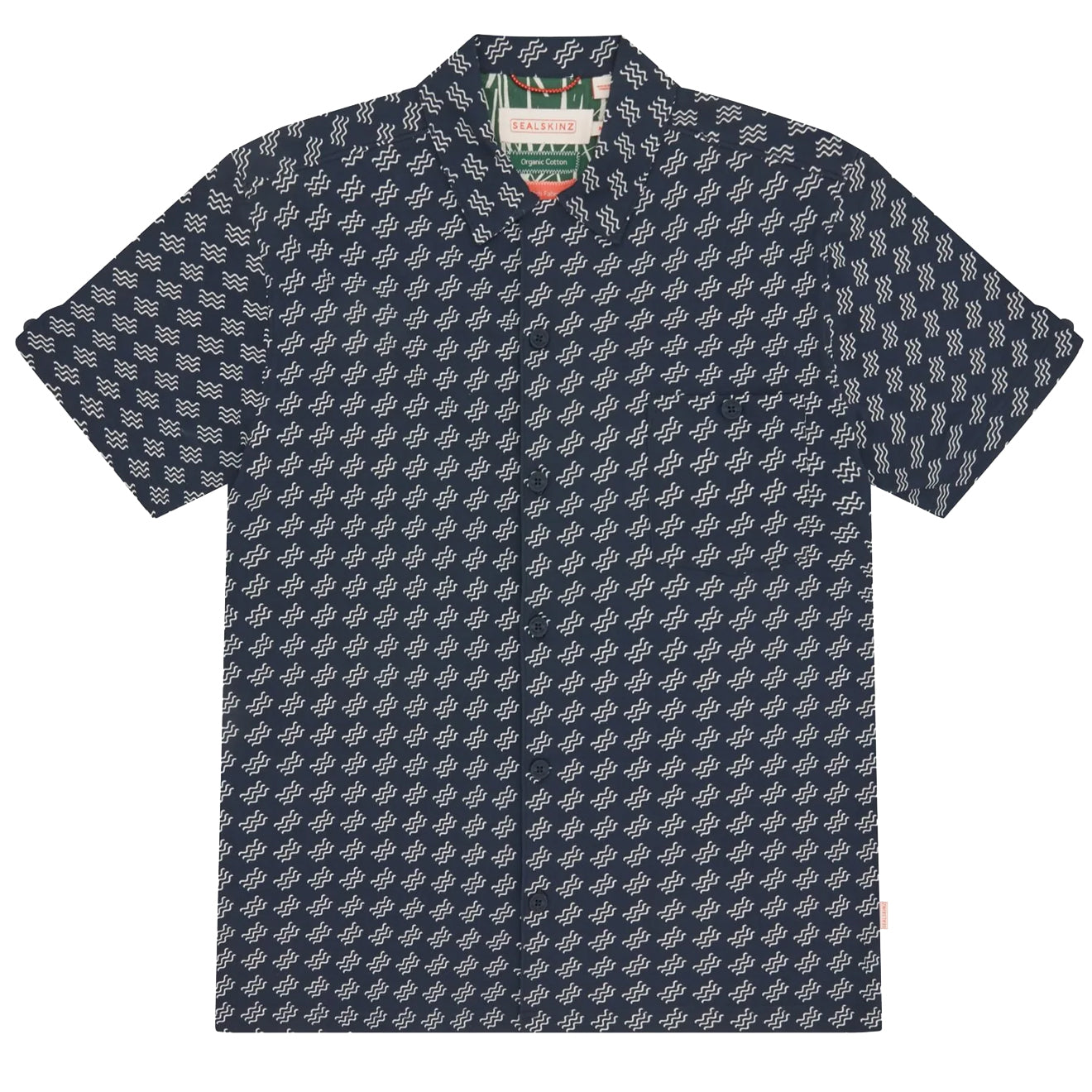 Sealskinz Walsoken Short Sleeve UV Protection Wave Print Shirt Navy - The Sporting Lodge