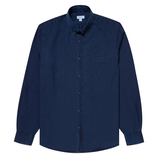 Sunspel Button Down Denim Shirt Indigo - The Sporting Lodge