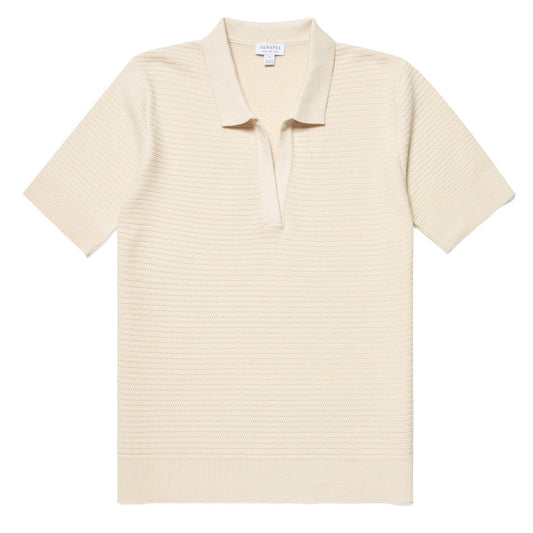 Sunspel Womens Archive Knit Polo Ecru