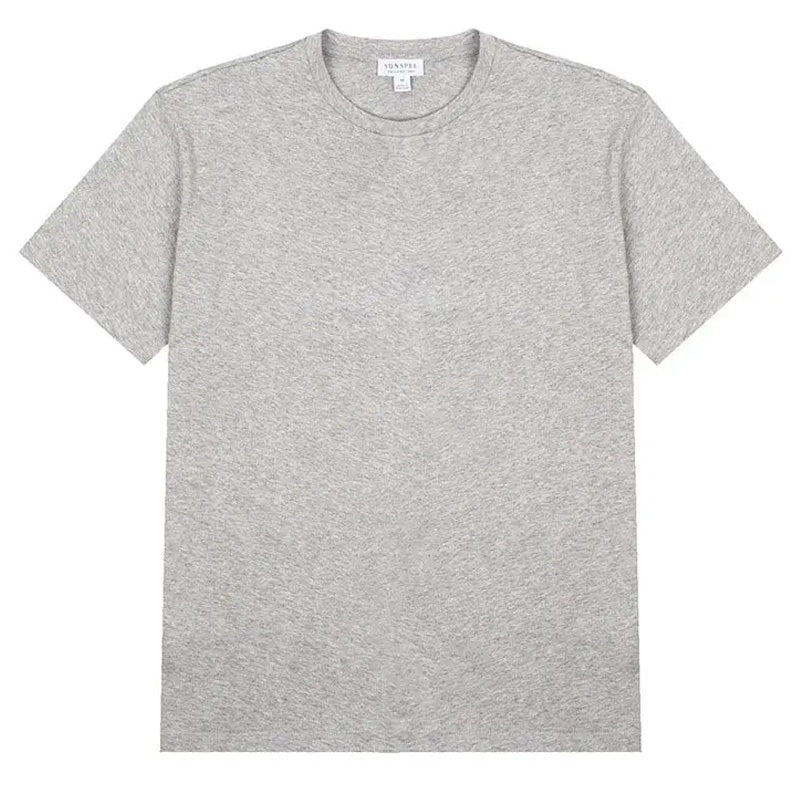 Sunspel Womens Boy Fit Crew Neck T Shirt Grey Melange