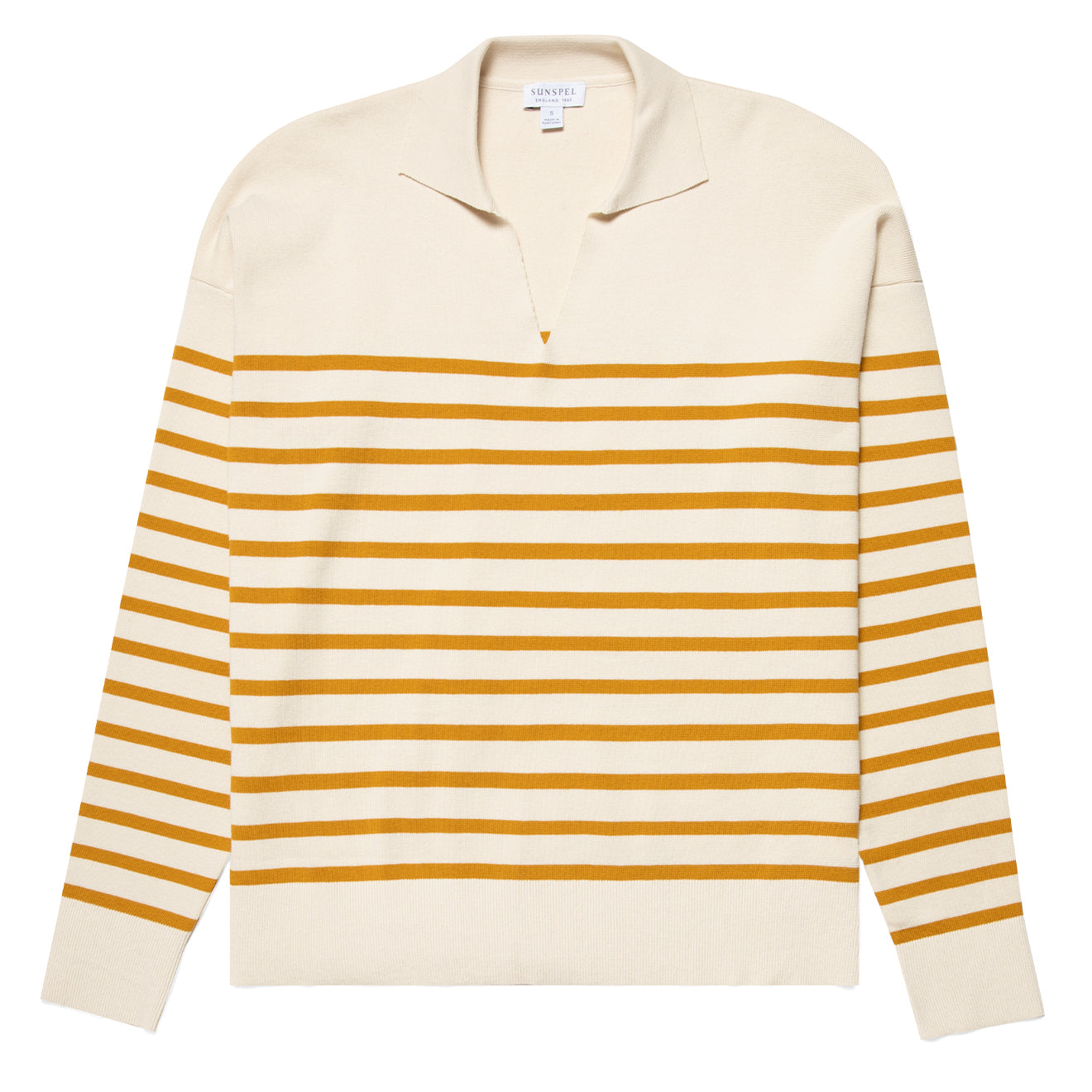 Sunspel Womens Breton Stripe Sweater Ecru / Cider Breton Stripe