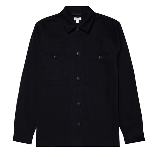 Sunspel Brushed Cotton Overshirt Navy