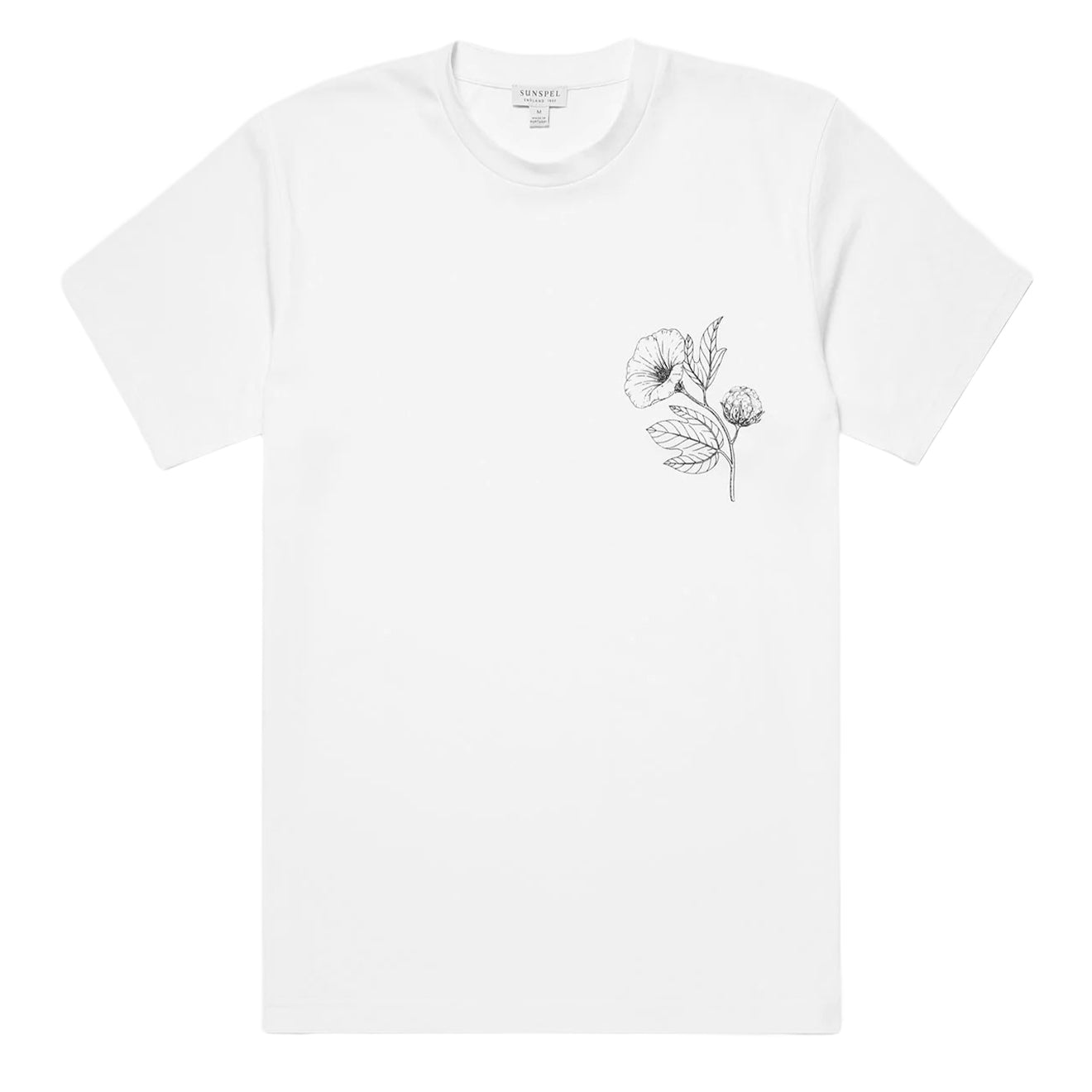 Sunspel Flower Print T-Shirt White - The Sporting Lodge