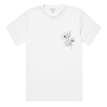 Sunspel Flower Print T-Shirt White - The Sporting Lodge