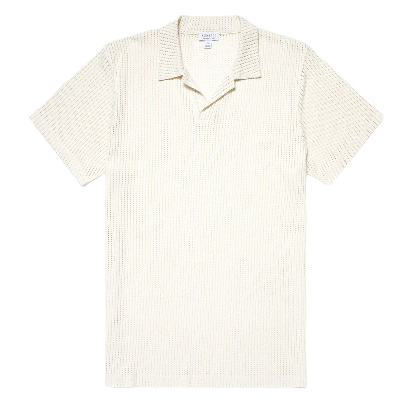 Sunspel Linear Mesh Polo Shirt Ecru - The Sporting Lodge