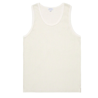 Sunspel Linear Mesh Tank Top Ecru - The Sporting Lodge