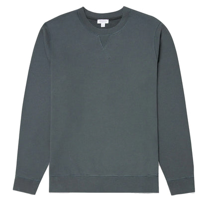 Sunspel Loopback Sweatshirt Drill Green