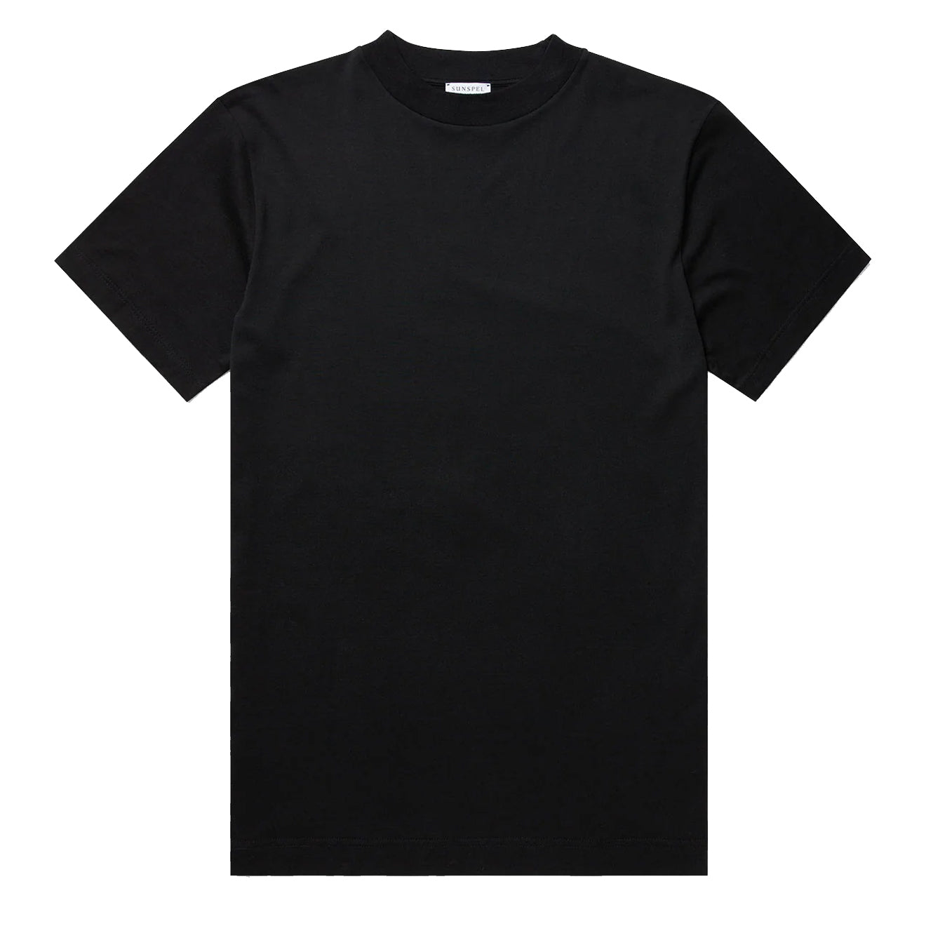 Sunspel Mock Neck T-Shirt Black - The Sporting Lodge