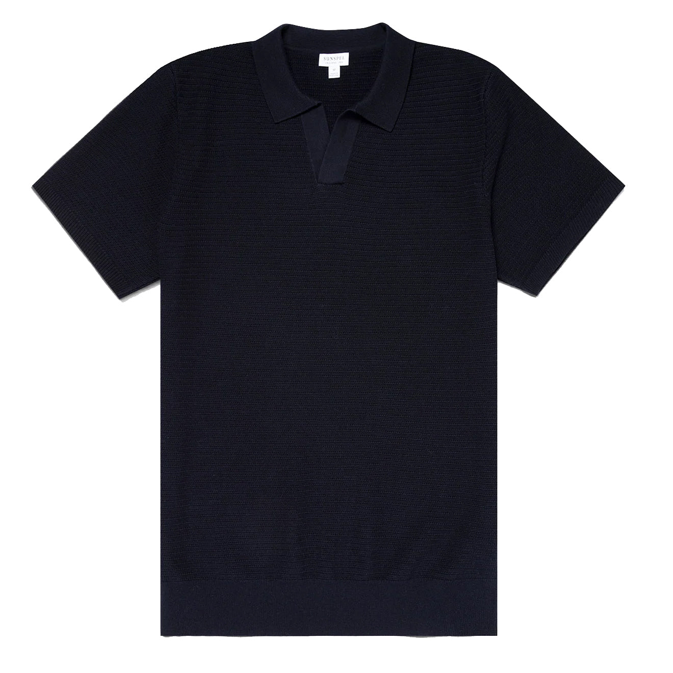 Sunspel Open Textured Polo Shirt Navy - The Sporting Lodge