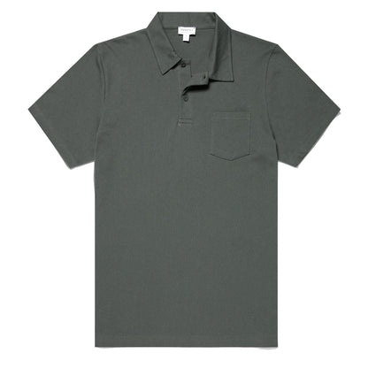 Sunspel Riviera Polo Shirt Drill Green