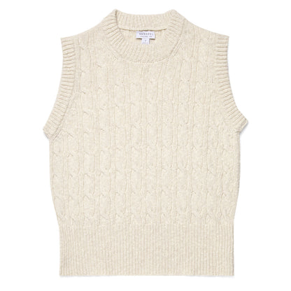 Sunspel Womens Cable Knit Vest Ecru