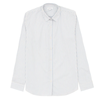 Sunspel Womens Classic Shirt Blue/Ecru Stripe - The Sporting Lodge