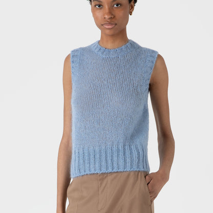 Sunspel Womens Mohair Vest Cornflower