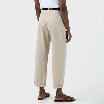 Sunspel Womens Pleated Chino Light Stone - The Sporting Lodge