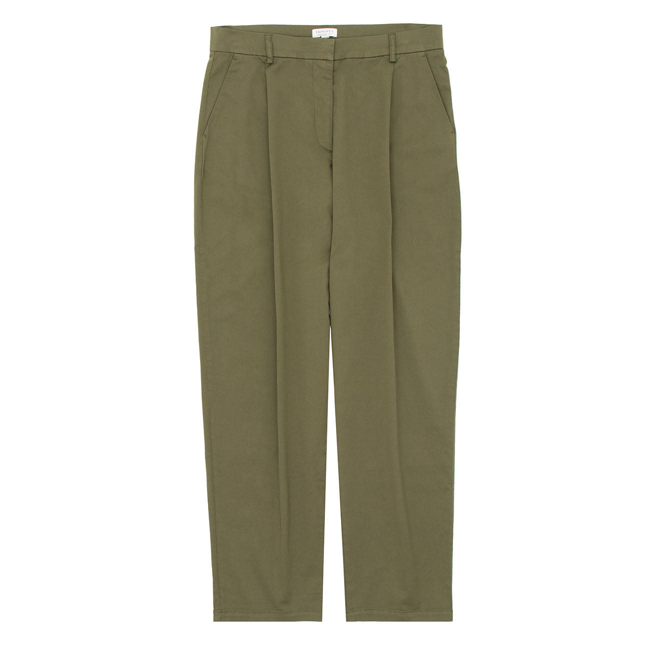 Sunspel Womens Pleated Chino Pale Khaki - The Sporting Lodge