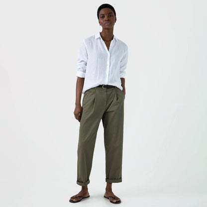 Sunspel Womens Pleated Chino Pale Khaki - The Sporting Lodge