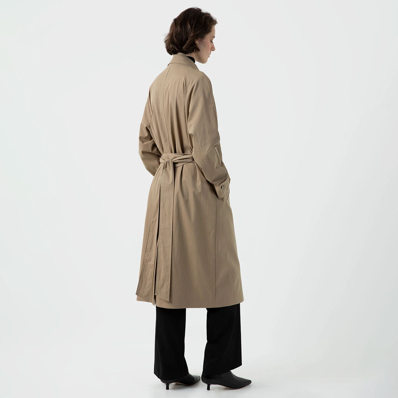 Sunspel Womens Trench Coat Dark Stone - The Sporting Lodge