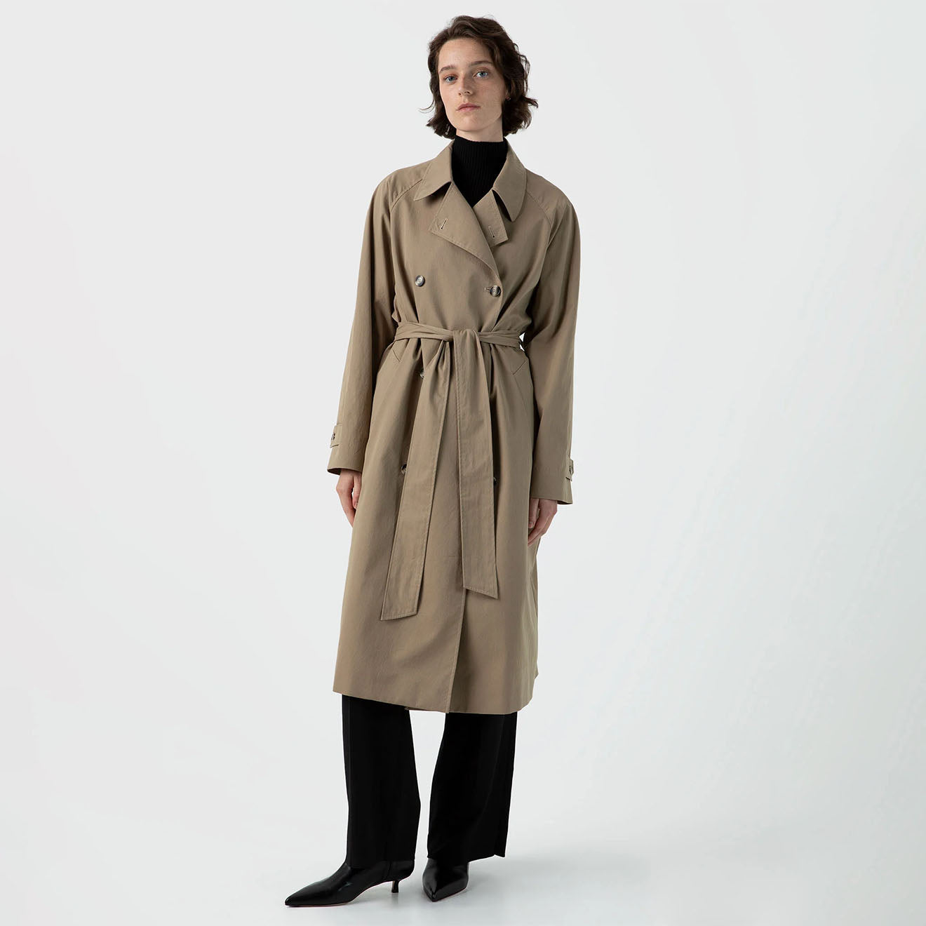 Sunspel Womens Trench Coat Dark Stone - The Sporting Lodge