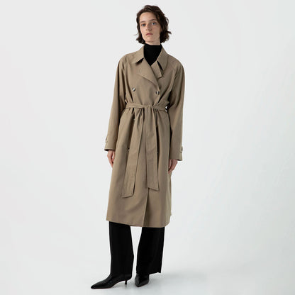 Sunspel Womens Trench Coat Dark Stone - The Sporting Lodge