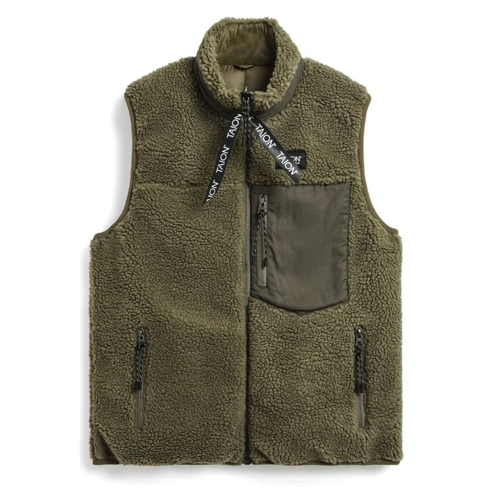 Taion Down Boa Reversible Vest Olive / Dark Olive-2