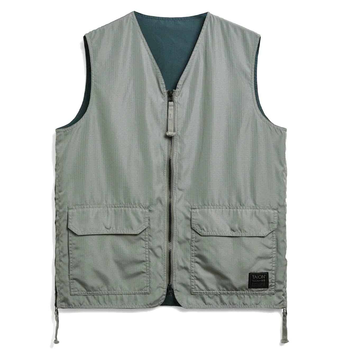 Taion Military Reversible V Neck Vest Dark Sage Green - The Sporting Lodge