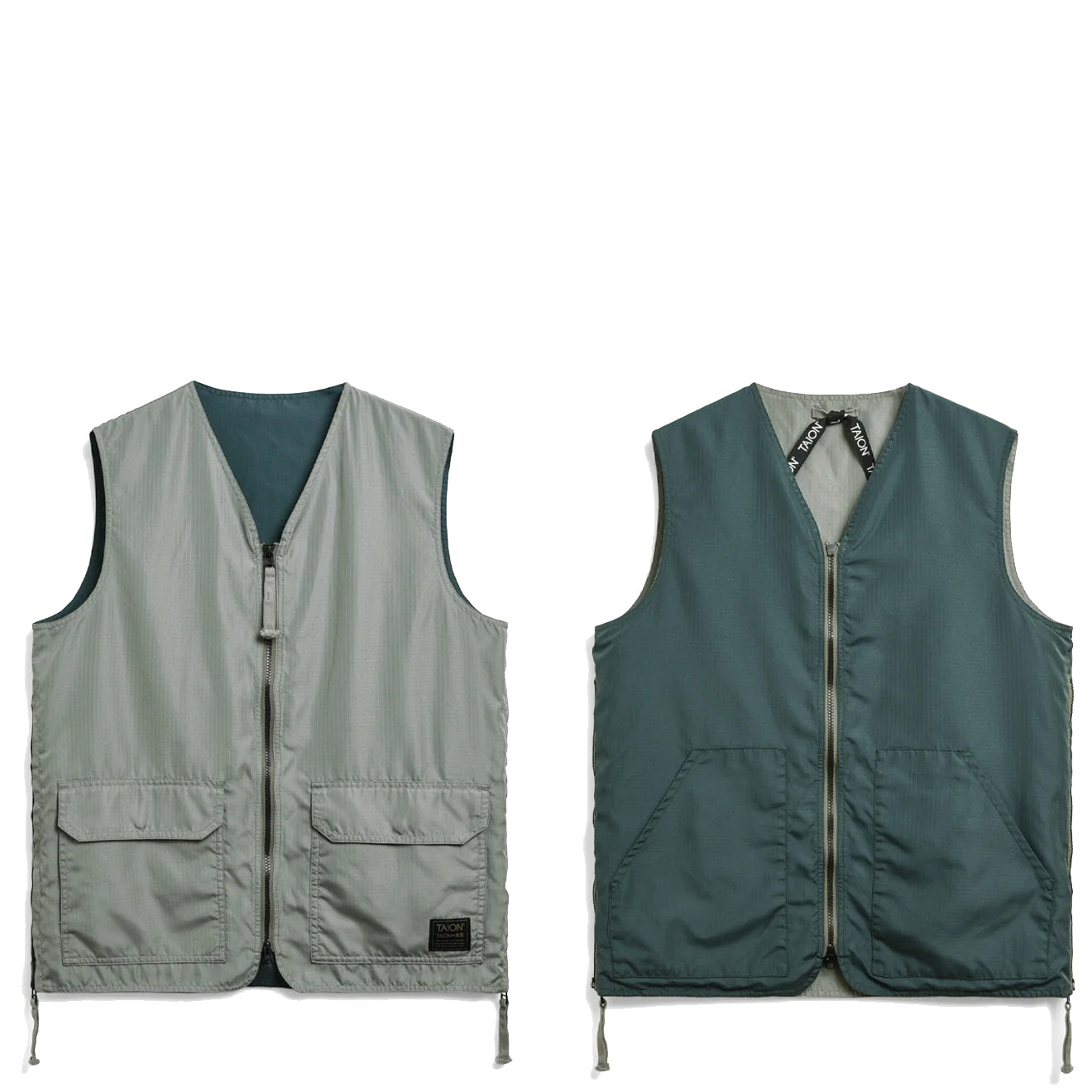 Taion Military Reversible V Neck Vest Dark Sage Green - The Sporting Lodge