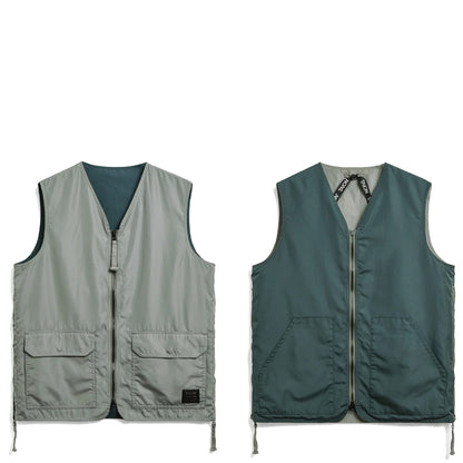 Taion Military Reversible V Neck Vest Dark Sage Green - The Sporting Lodge