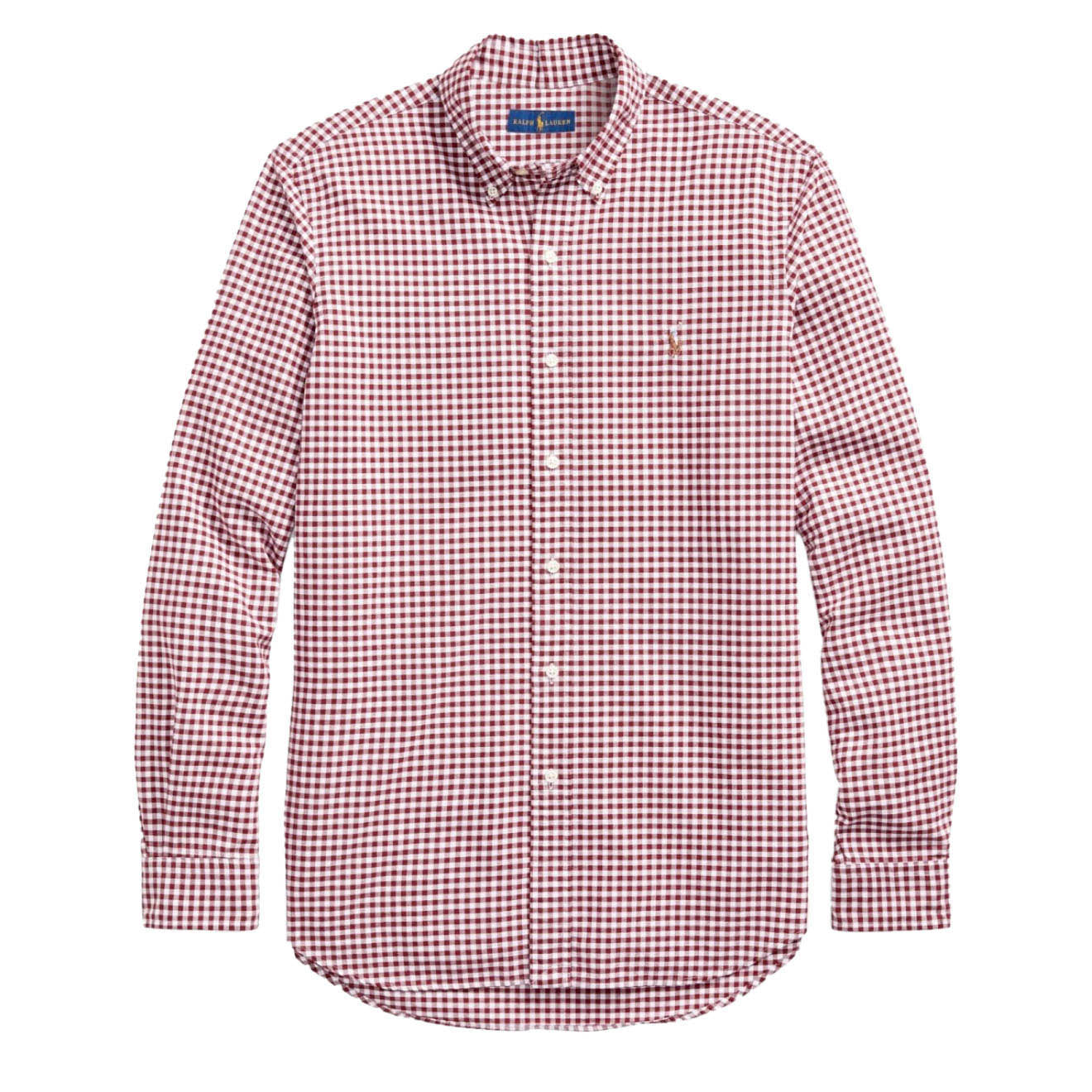 Polo Ralph Lauren Custom Fit Gingham Oxford Shirt Wine / White