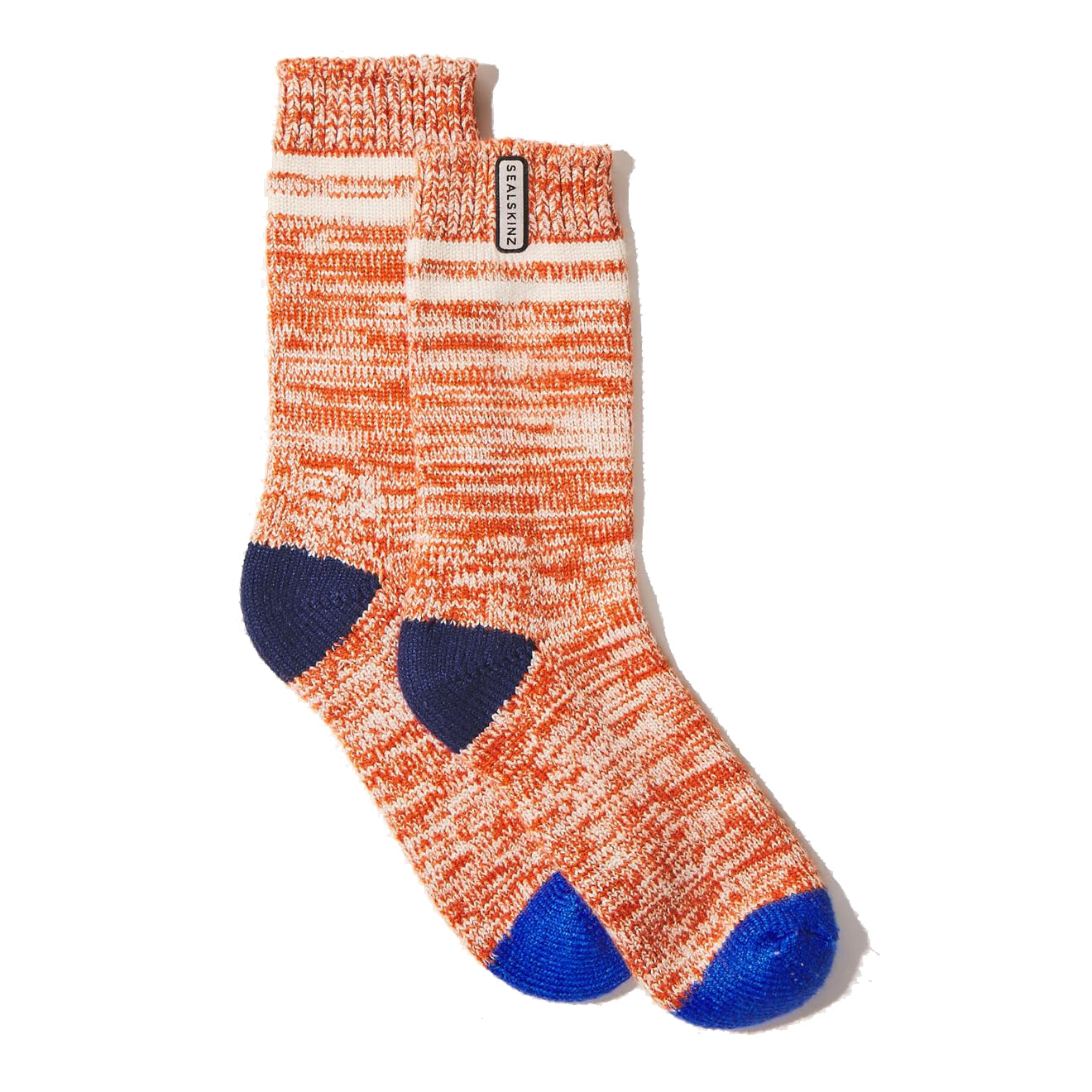 Sealskinz Thwaite Bamboo Twisted Sock Orange / Blue / Cream - The Sporting Lodge