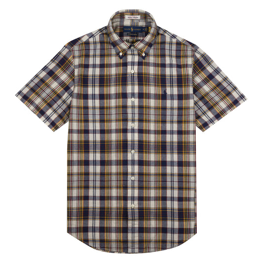 Polo Ralph Lauren Cotton Check Shirt Navy / Yellow Multi - The Sporting Lodge