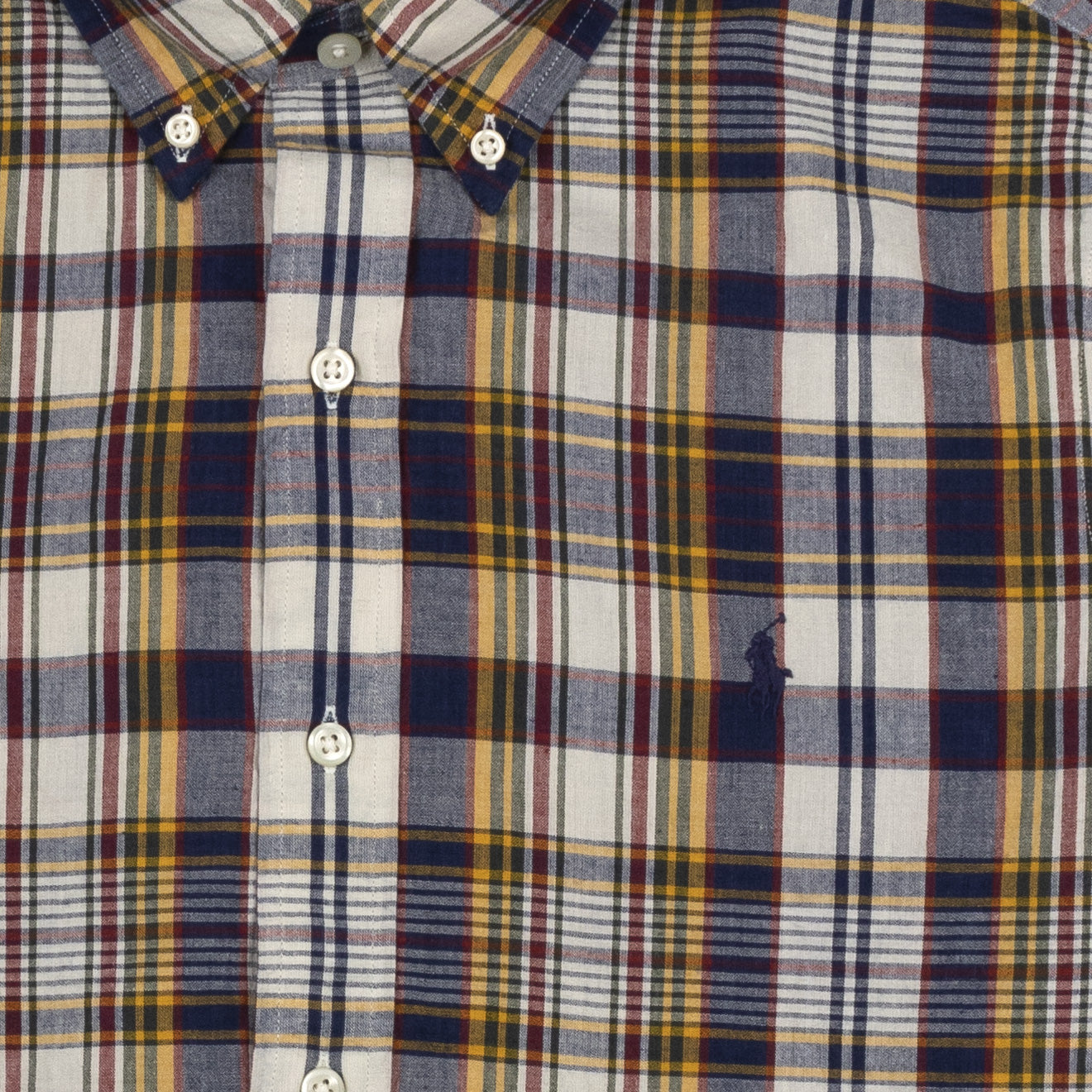 Polo Ralph Lauren Cotton Check Shirt Navy / Yellow Multi - The Sporting Lodge