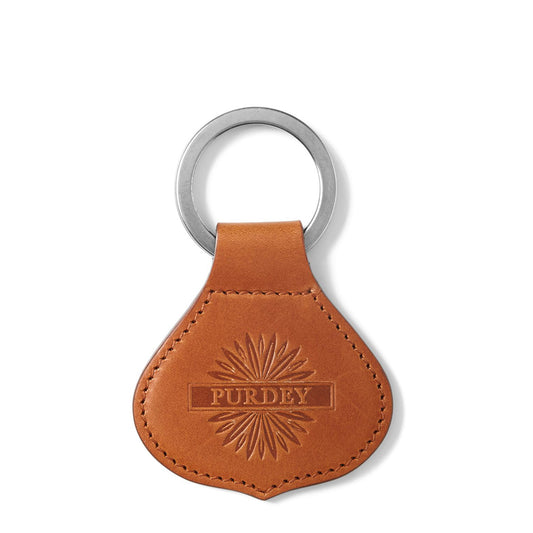 James Purdey Vegetable Tanned Leather Crown Keyring London Tan - The Sporting Lodge