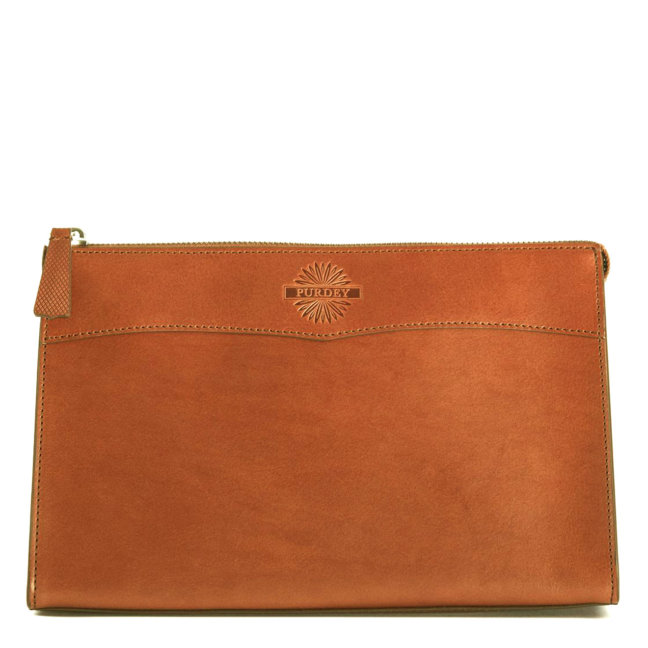 James Purdey Vegetable Tanned Leather Wash Bag Large London Tan - The Sporting Lodge