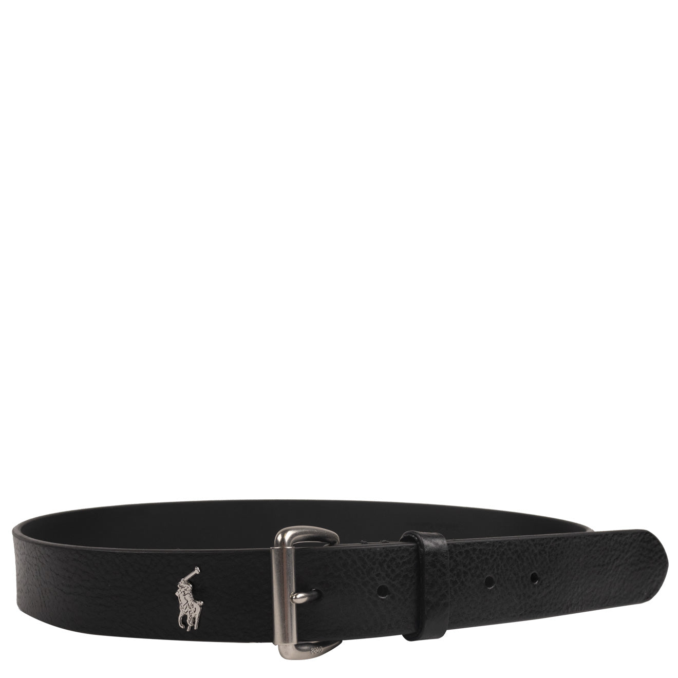 Polo Ralph Lauren Casual Tumbled Leather Chrome BT Belt Black