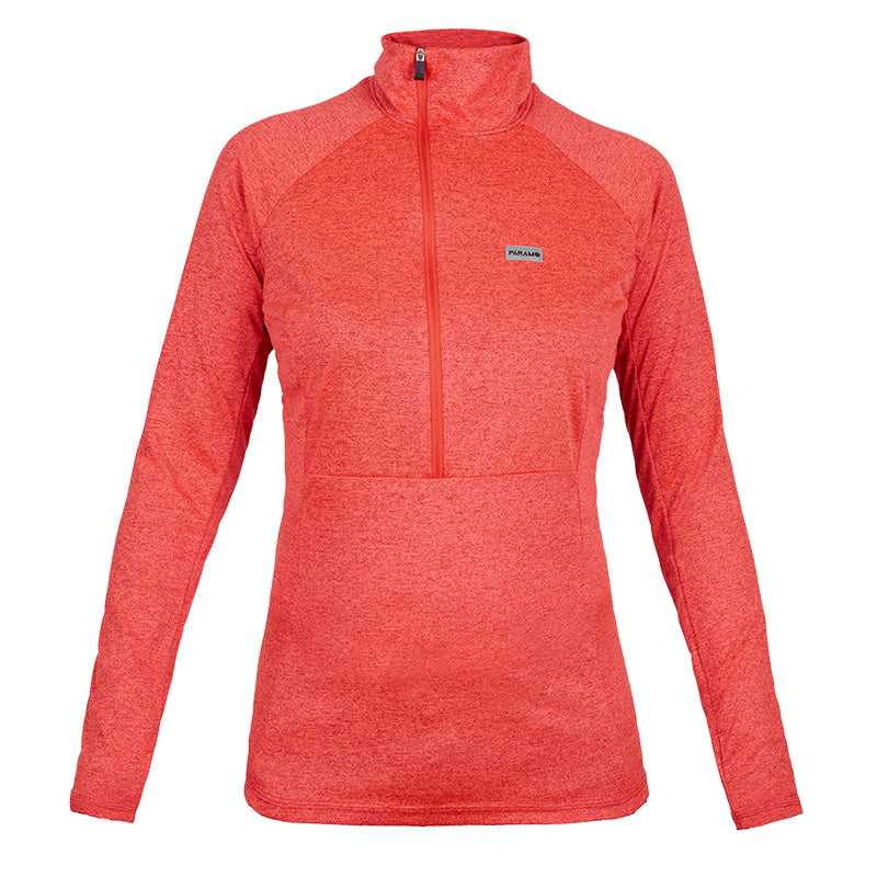 Paramo Womens Tempro Zip Neck Hot Coral Marl - The Sporting Lodge