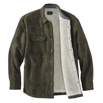 Pendleton Cotton Sherpa Lined Shirt Jacket Army Green Harding - The Sporting Lodge