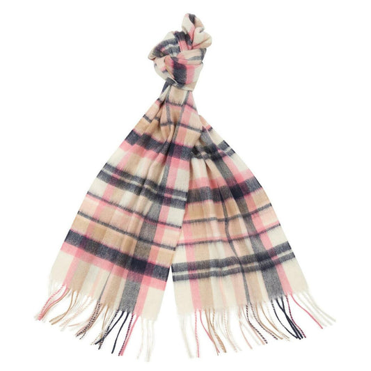 Barbour Womens Vintage Plaid Scarf Pink / Hessian - The Sporting Lodge