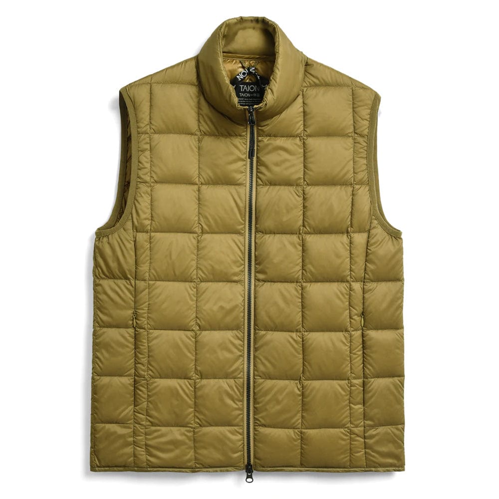 Taion Hi Neck W-Zip Down Vest Beige - The Sporting Lodge