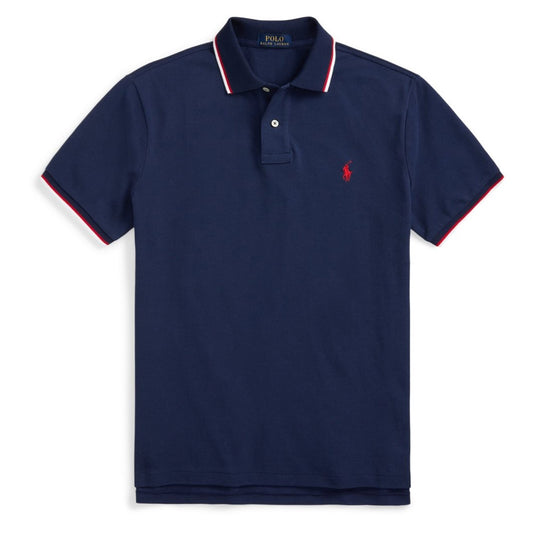 Polo Ralph Lauren Custom Slim Fit Mesh Tipped Polo Newport Navy - The Sporting Lodge