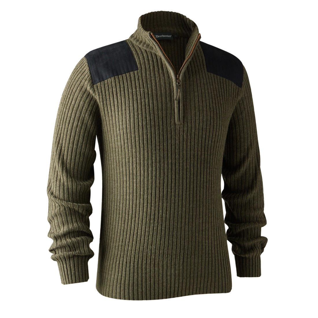 Deerhunter Rogaland Knit Zip Neck Adventure Green Melange - The Sporting Lodge