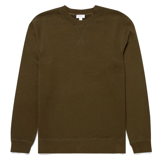 Sunspel Loopback Sweatshirt Dark Moss - The Sporting Lodge