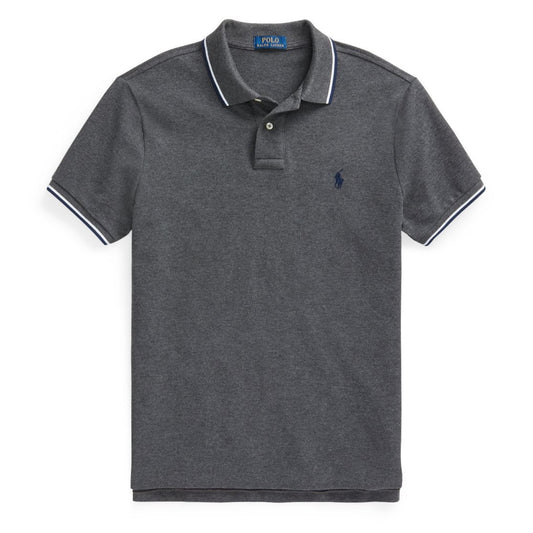 Polo Ralph Lauren Custom Slim Fit Mesh Tipped Polo Barclay Heather - The Sporting Lodge