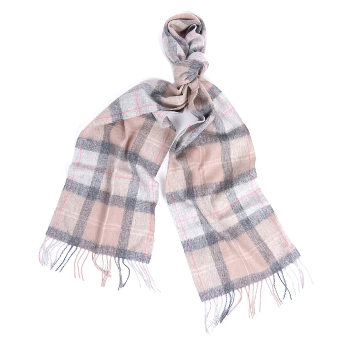 Barbour Womens Tartan Scarf Taupe / Pink - The Sporting Lodge